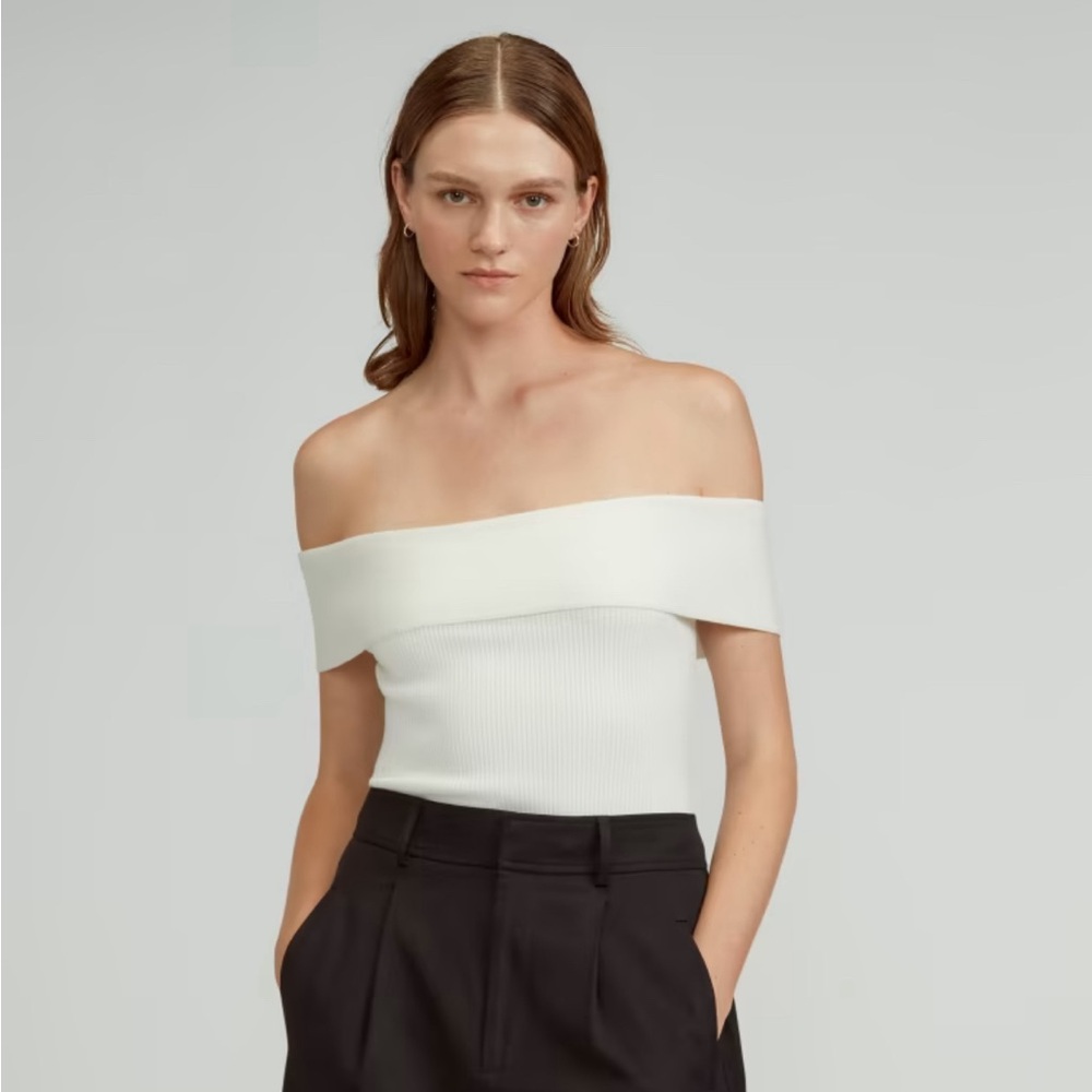 Ribbed Cotton Off-The-Shoulder Top